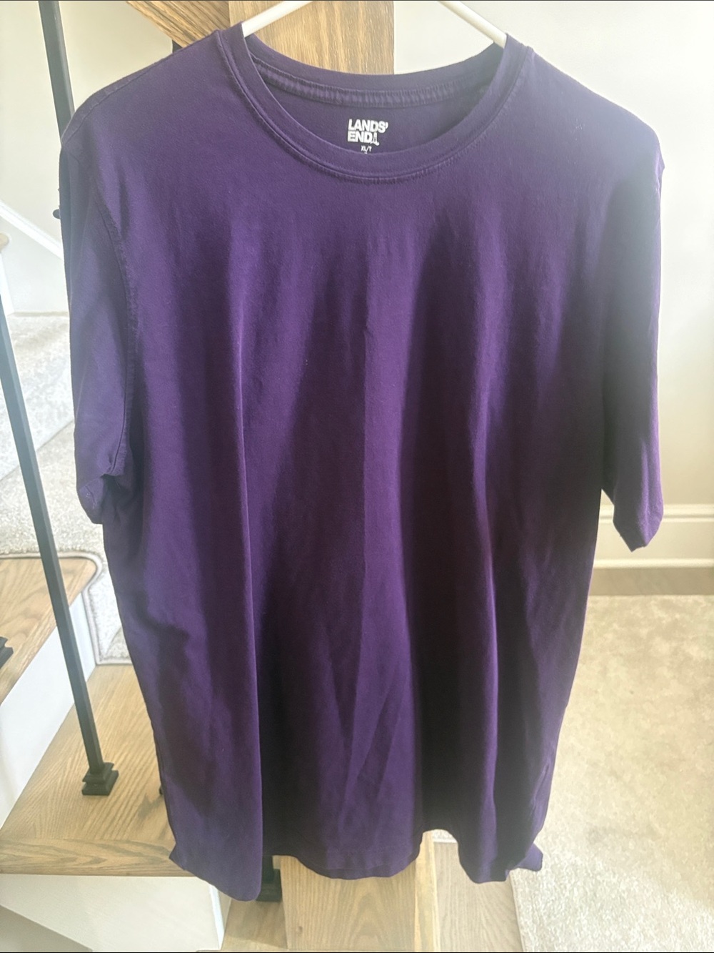 Lands' End Men's Short Sleeve Crewneck T-Shirt in Purple